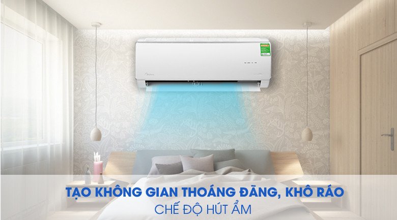 Biểu tượng chức năng hút ẩm trên máy lạnh Midea Inverter