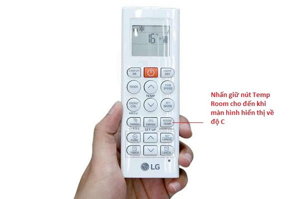 Cách chuyển đổi độ F sang độ C trên điều khiển điều hòa LG 18 nút
