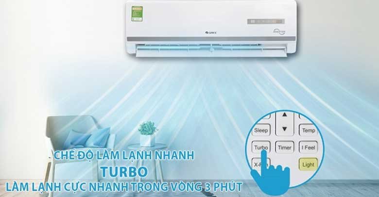 Chế độ Turbo điều hòa Gree làm lạnh căn phòng cực nhanh