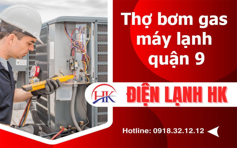 Kỹ thuật viên thực hiện hút chân không cho hệ thống máy lạnh tại Quận 9