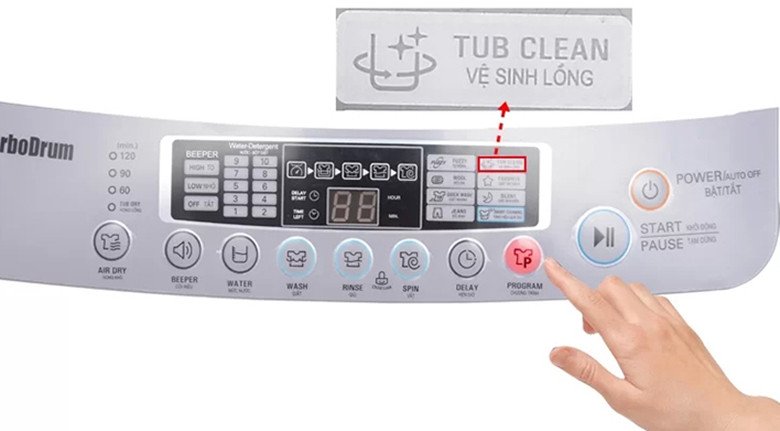 Bảng điều khiển máy giặt LG hiển thị lỗi tCL
