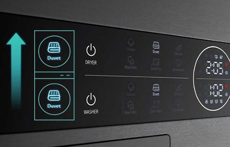 Bảng điều khiển trung tâm của máy giặt sấy LG WashTower WT1410NHEG