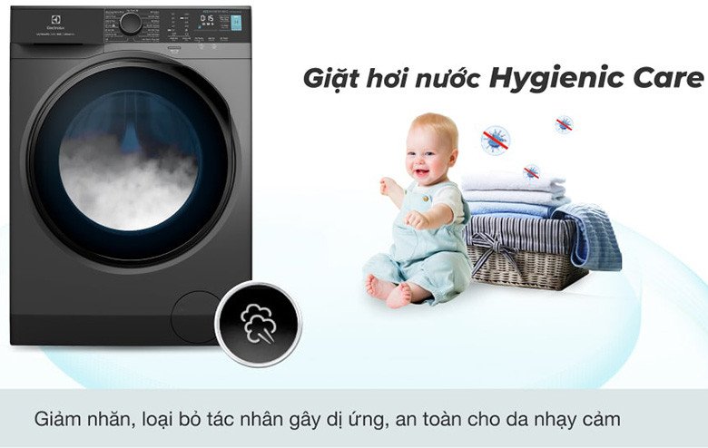 Biểu tượng công nghệ giặt hơi nước Hygienic Care của máy giặt Electrolux