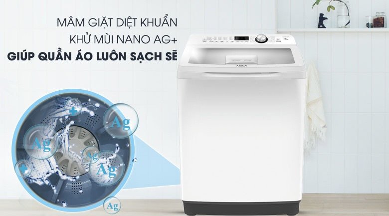 Biểu tượng công nghệ Nano Ag+ trên máy giặt Aqua 12kg