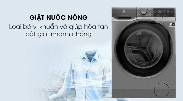 Biểu tượng giặt nước nóng giúp loại bỏ vết bẩn cứng đầu trên máy giặt Electrolux EWF1141AESA