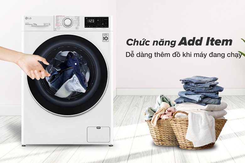 Biểu tượng tính năng Add Item (Thêm đồ giặt) tiện lợi trên máy LG FV1410S5W
