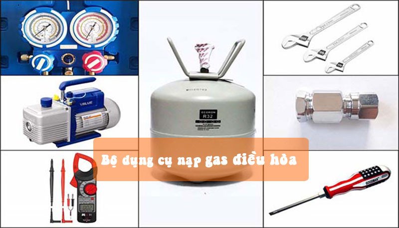 Bộ dụng cụ chuyên dụng để nạp gas điều hòa