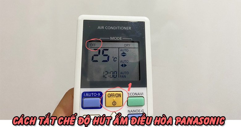 Các nút chức năng trên điều khiển điều hòa Panasonic để tắt chế độ hút ẩm