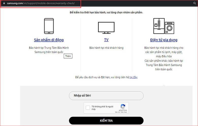 Cách kiểm tra bảo hành máy giặt Samsung trực tuyến trên website