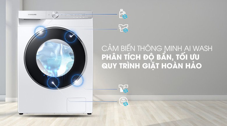 Cảm biến AI Wash trên máy giặt Samsung WW90TP44DSH/SV