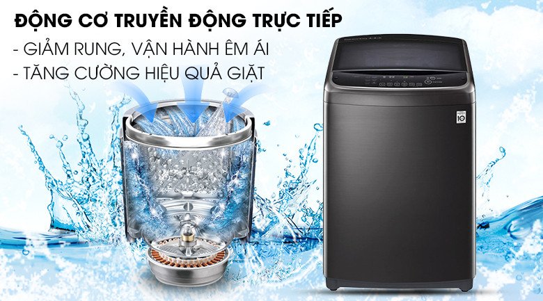 Cận cảnh động cơ truyền động trực tiếp của máy giặt LG TH2722SSAK