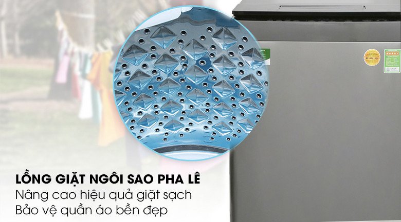 Cận cảnh lồng giặt ngôi sao pha lê máy giặt Toshiba