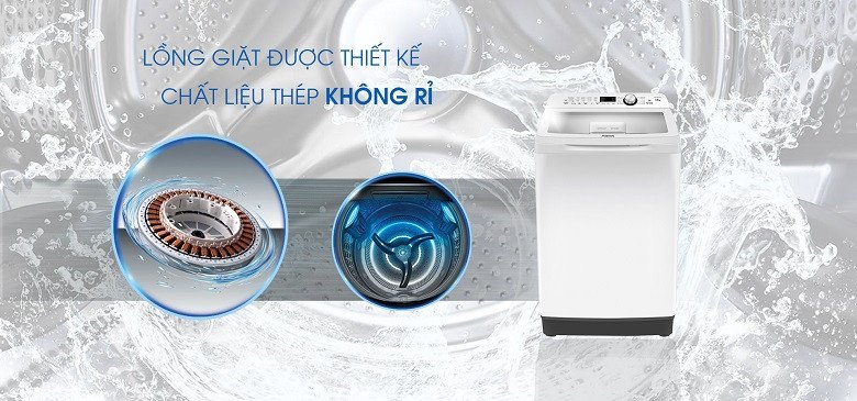 Cấu tạo lồng giặt Pillow bằng thép không gỉ của máy giặt Aqua 12kg