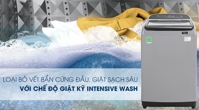 Chế độ giặt kỹ Intensive Wash trên máy giặt Samsung WA90T5260BY/SV làm sạch vết bẩn cứng đầu