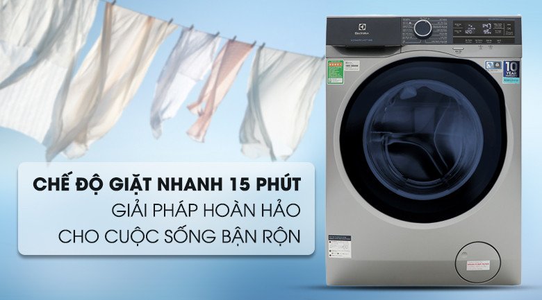 Chế độ giặt nhanh 15 phút tiện lợi trên máy giặt Electrolux EWF9523ADSA