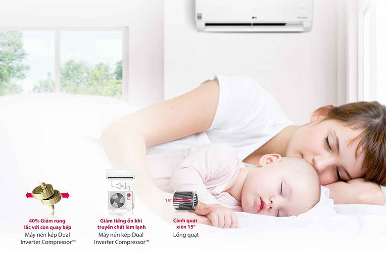 Chế độ ngủ đêm trên điều hòa LG tự động điều chỉnh nhiệt độ