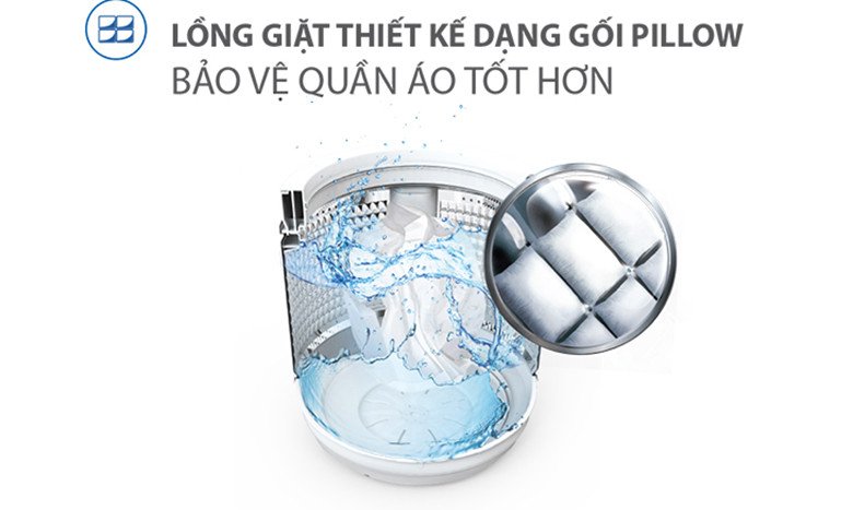 Chi tiết lồng giặt Pillow bảo vệ quần áo trên máy giặt Aqua