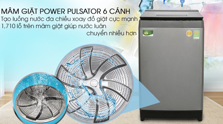 Chi tiết mâm giặt Power Pulsator trên máy giặt Toshiba 10kg