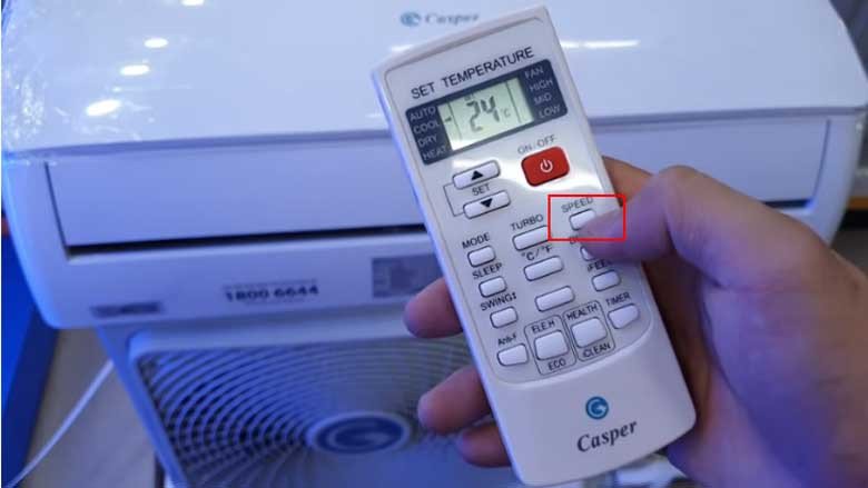 Chọn tốc độ quạt gió trên remote điều khiển Casper