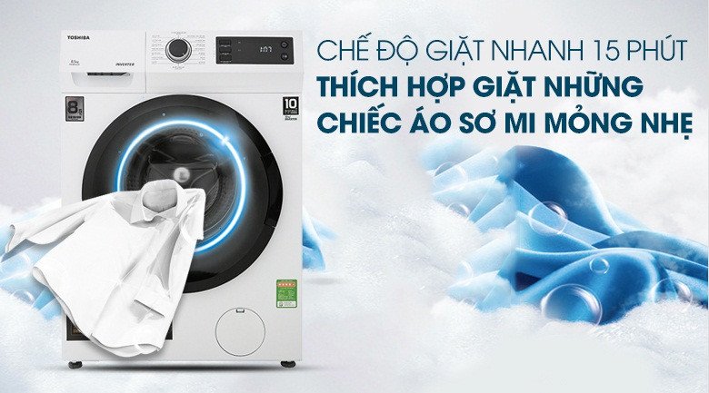 Chu trình giặt nhanh 15 phút tiết kiệm thời gian