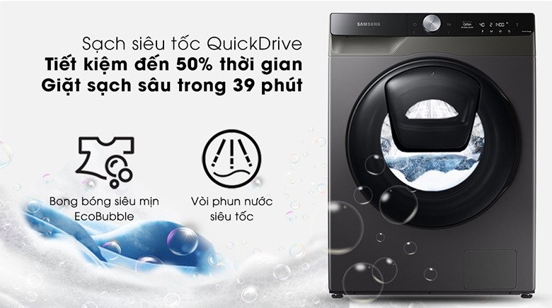 Chức năng giặt sạch siêu tốc QuickDrive trên máy giặt sấy Samsung