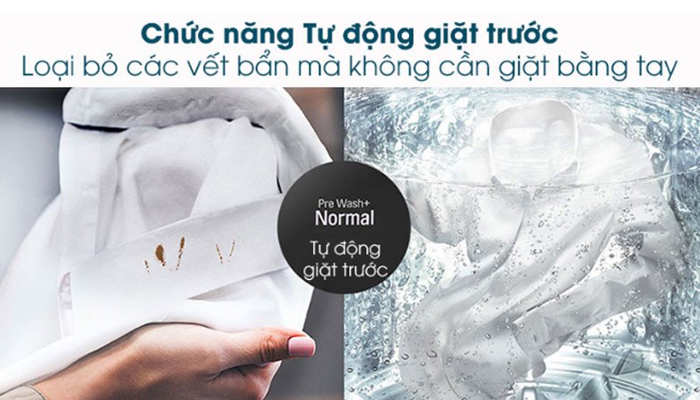 Chức năng giặt trước PreWash+ tiện lợi trên máy giặt LG TH2722SSAK