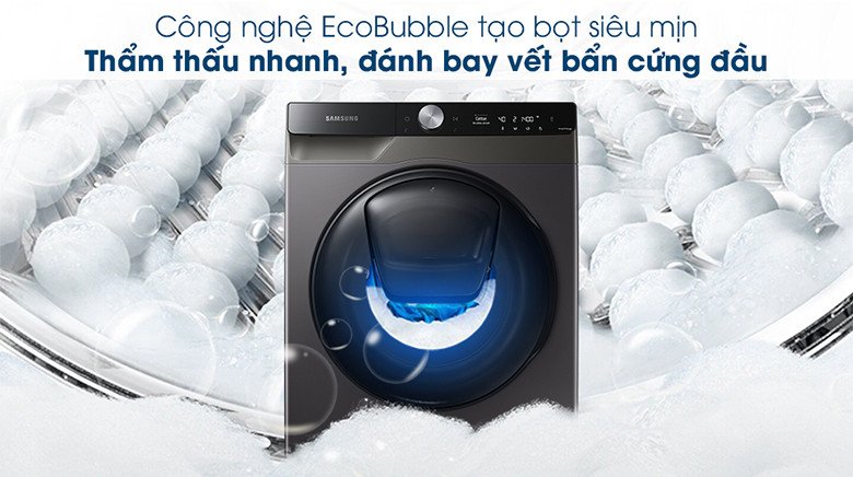 Cơ chế tạo bong bóng Eco Bubble trên máy giặt sấy Samsung WD95T754DBX/SV