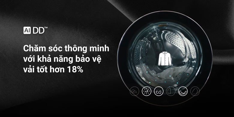 Công nghệ AI DD nhận diện vải trên máy giặt sấy LG F2721HVRB