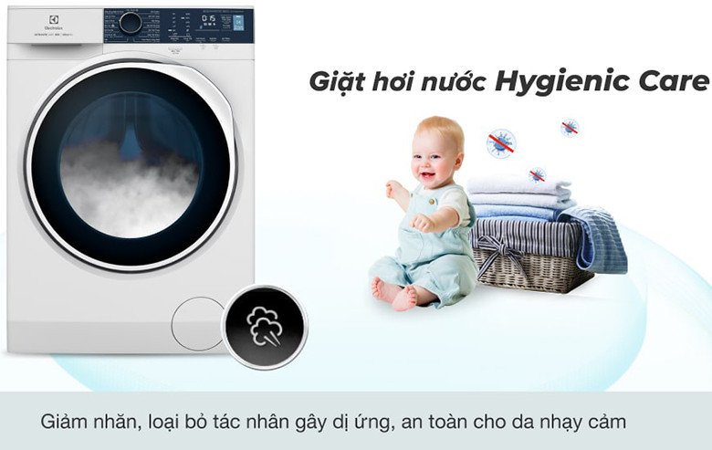 Công nghệ giặt hơi nước Hygienic Care trên máy giặt Electrolux diệt khuẩn
