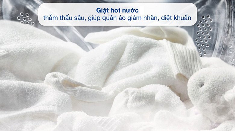 Công nghệ giặt hơi nước Steam™ khử khuẩn trên máy giặt LG 25kg