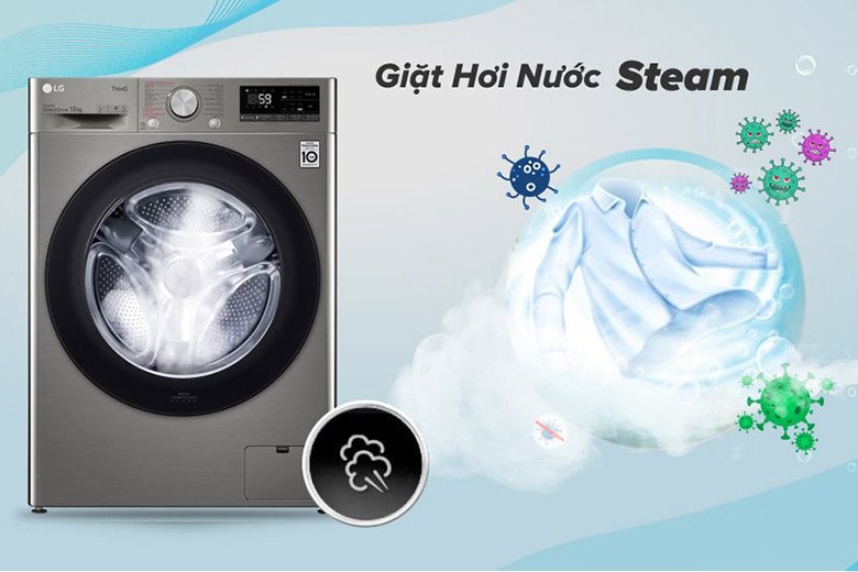 Công nghệ giặt hơi nước Steam loại bỏ vi khuẩn trên quần áo với máy giặt LG FV1410S4P