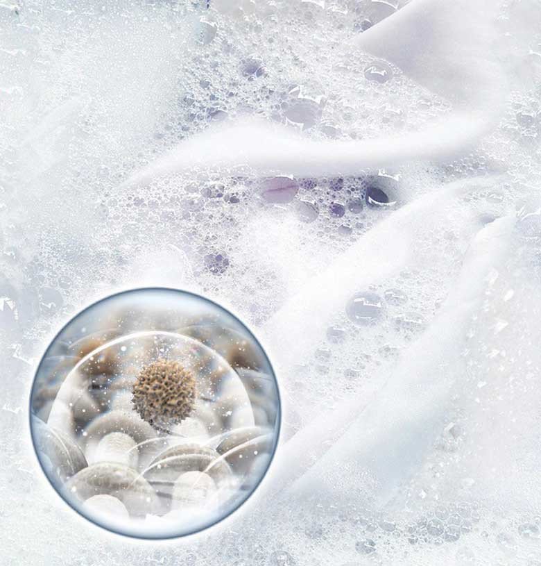 Công nghệ giặt ngâm Bubble Soak giúp xử lý vết bẩn cứng đầu trên máy giặt Samsung WW11CGP44DSHSV
