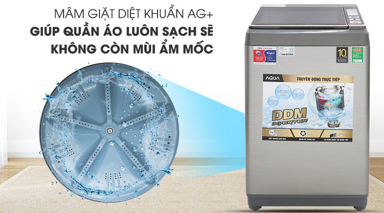 Công nghệ Nano Ag+ diệt khuẩn máy giặt Aqua