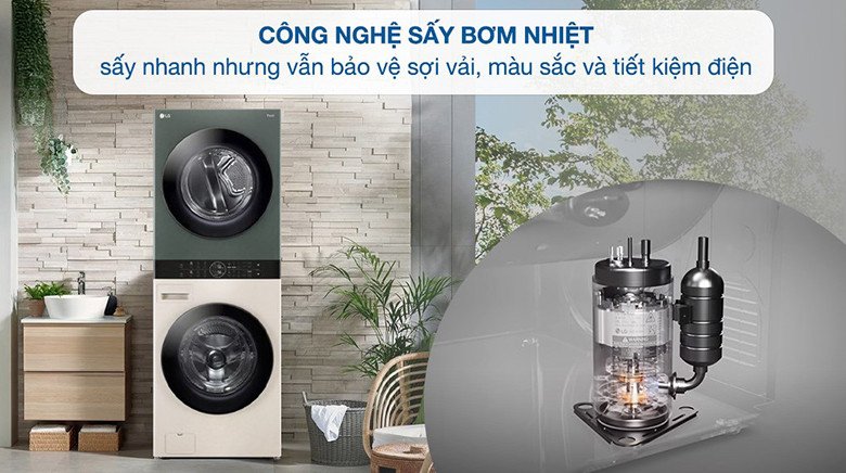 Công nghệ sấy bơm nhiệt trên máy giặt sấy LG WashTower WT1410NHEG