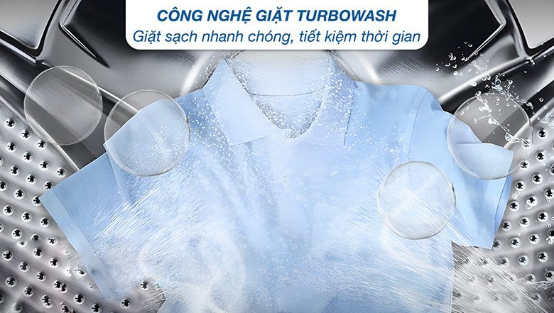 Công nghệ TurboWash 3D™ giúp giặt nhanh và tiết kiệm nước trên LG TX2725AT9G