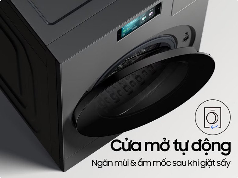 Cửa máy giặt sấy Samsung WD25DB8995BZSV tự động hé mở