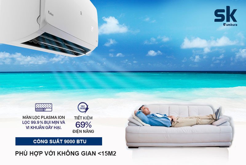 Dàn lạnh Điều hòa Sumikura 1 chiều 9000 BTU thiết kế hiện đại