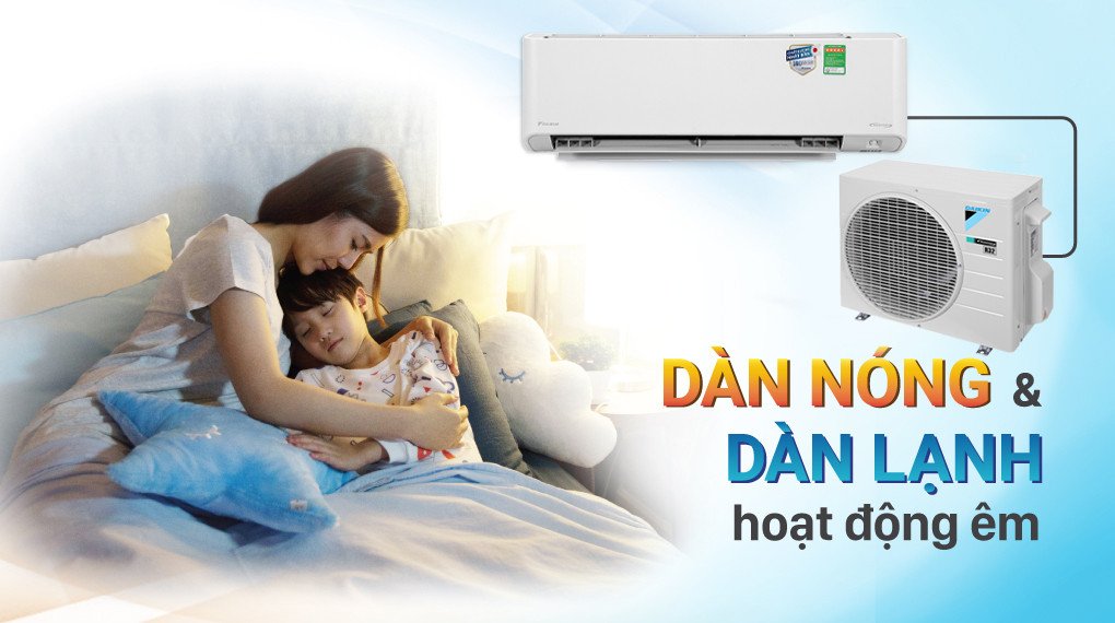 Dàn nóng và dàn lạnh của điều hòa Daikin hoạt động êm ái