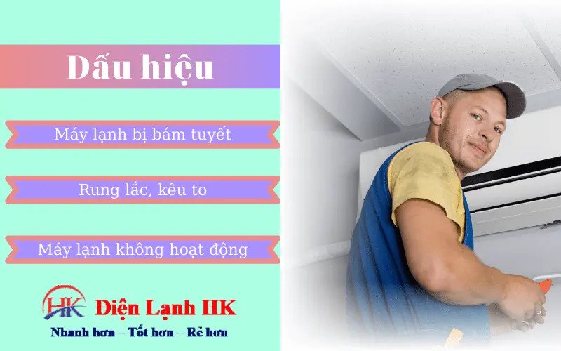 Dấu hiệu máy lạnh bị bám tuyết kêu to