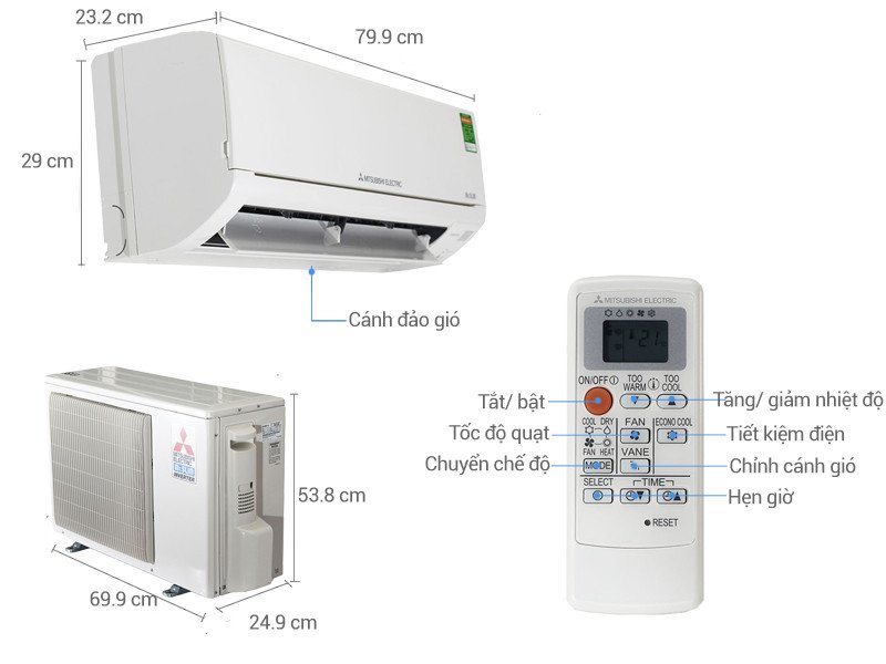 Điều hòa Mitsubishi Electric MSZ-HL50VA thiết kế đơn giản