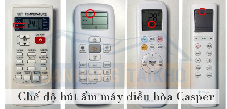 Điều khiển điều hòa Casper hiển thị chế độ hút ẩm Dry