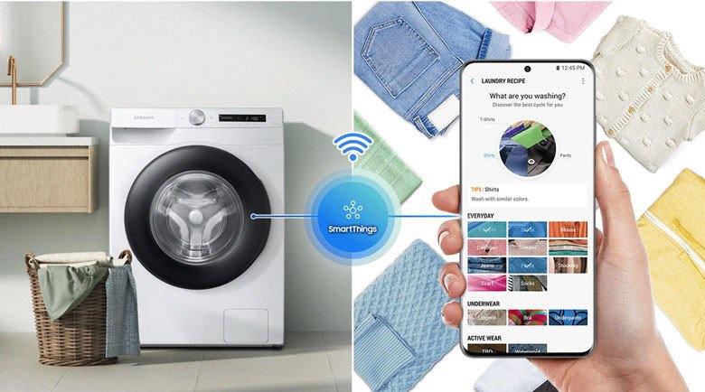 Điều khiển máy giặt Samsung WW13T504DAB/SV từ xa qua ứng dụng SmartThings