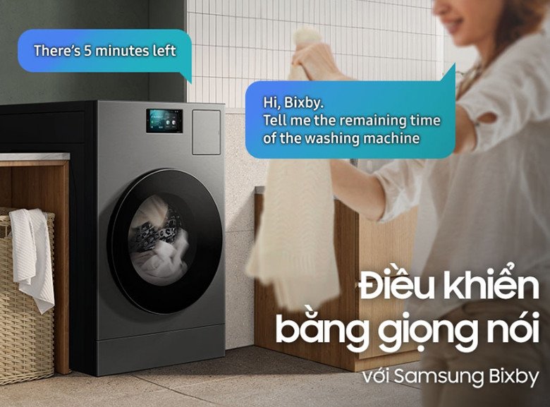 Điều khiển máy giặt sấy Samsung WD25DB8995BZSV bằng giọng nói với Bixby