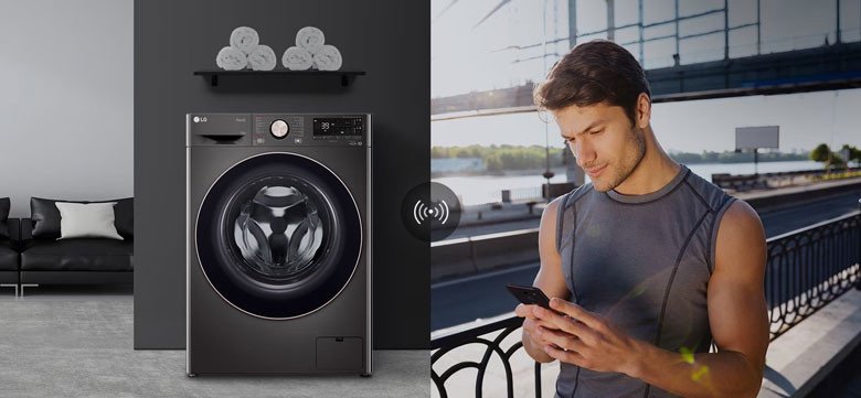 Điều khiển từ xa tiện lợi qua ứng dụng LG ThinQ với máy giặt LG FV1414S3BA