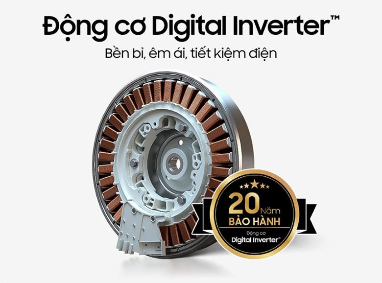 Động cơ Digital Inverter bền bỉ của máy giặt sấy Samsung WD25DB8995BZSV