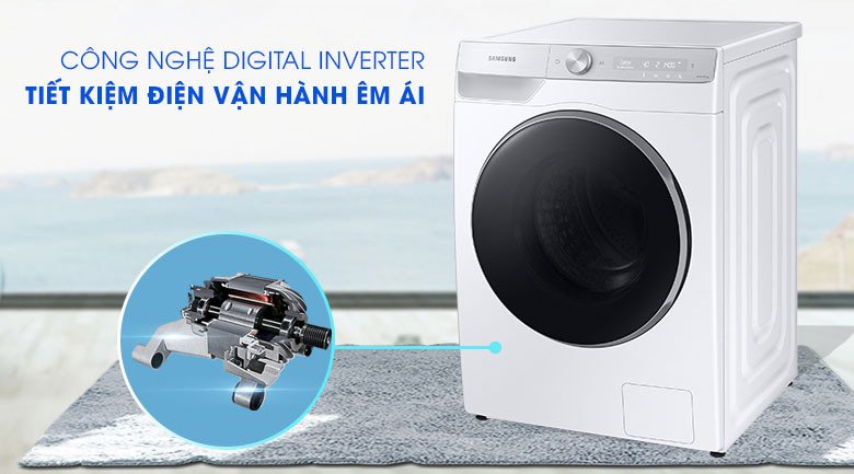 Động cơ Digital Inverter của máy giặt Samsung WW10TP44DSH/SV tiết kiệm điện và bền bỉ