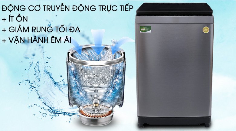Động cơ truyền động trực tiếp hoạt động êm ái trên máy giặt Toshiba