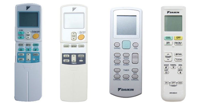 Giao diện remote điều khiển điều hòa Daikin minh họa các nút hẹn giờ
