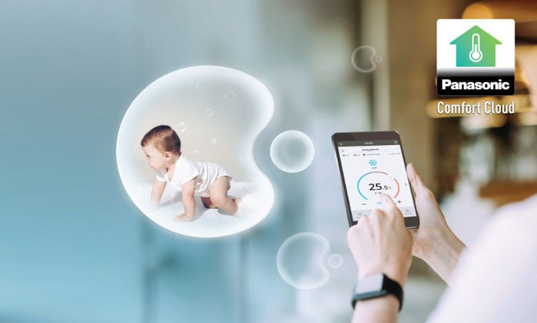 Giao diện ứng dụng Panasonic Comfort Cloud trên điện thoại để điều khiển điều hòa