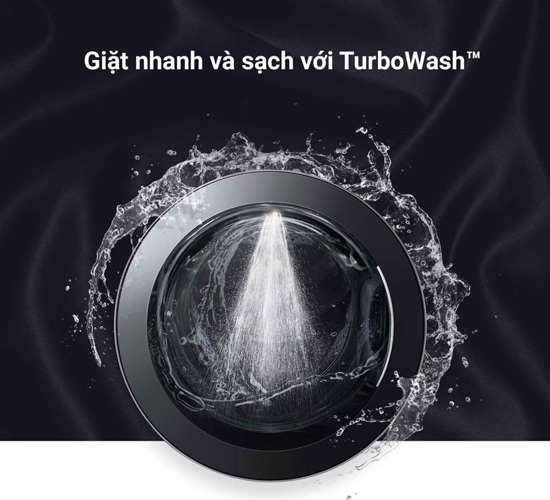 Hiệu quả giặt nhanh TurboWash™ của máy giặt LG F2721HVRB